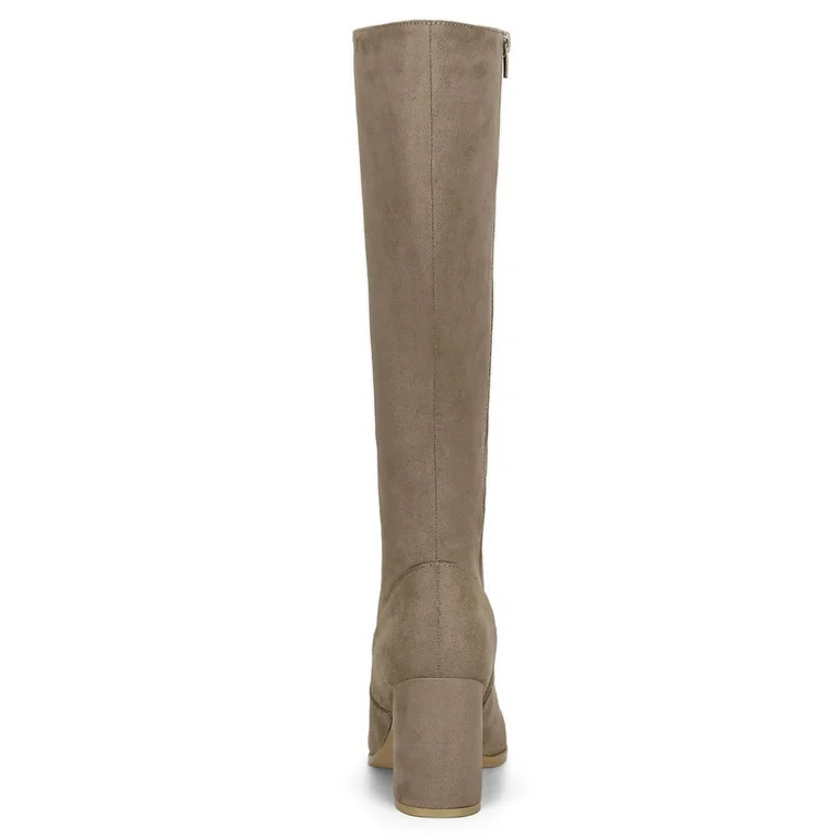 Allegra K Women's Side Zipper Block Heel Knee High Boots Taupe Taupe 8 | Walmart (US)