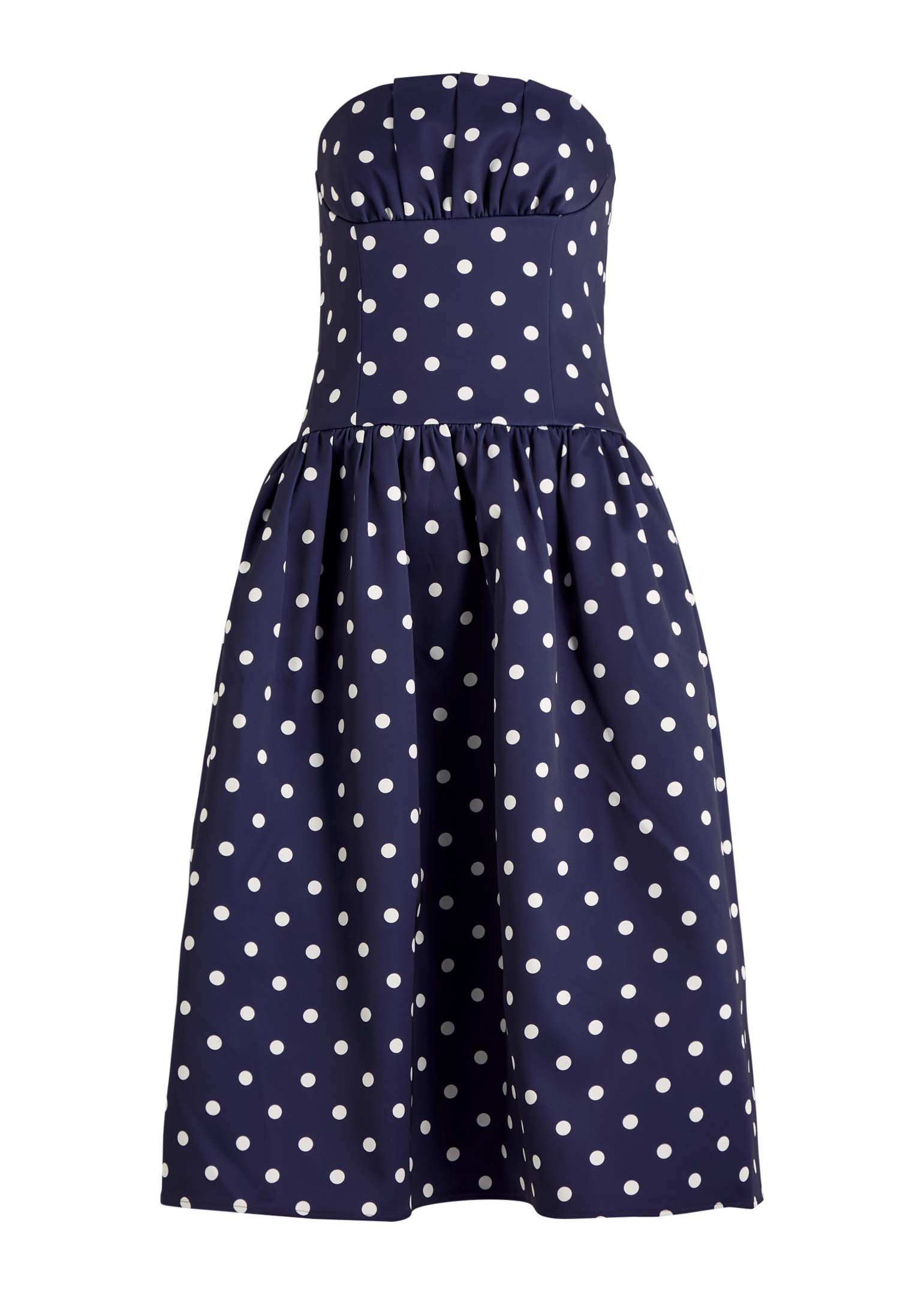 Polka dot strapless satin midi dress | Harvey Nichols