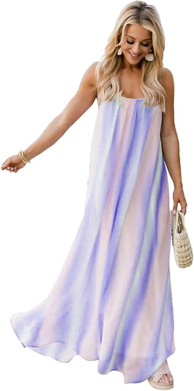 Cichic Women Dresses Plus Bohemian Dress Party Dress Casual Loose Sleeveless Long Maxi Dress S-2XL | Amazon (US)