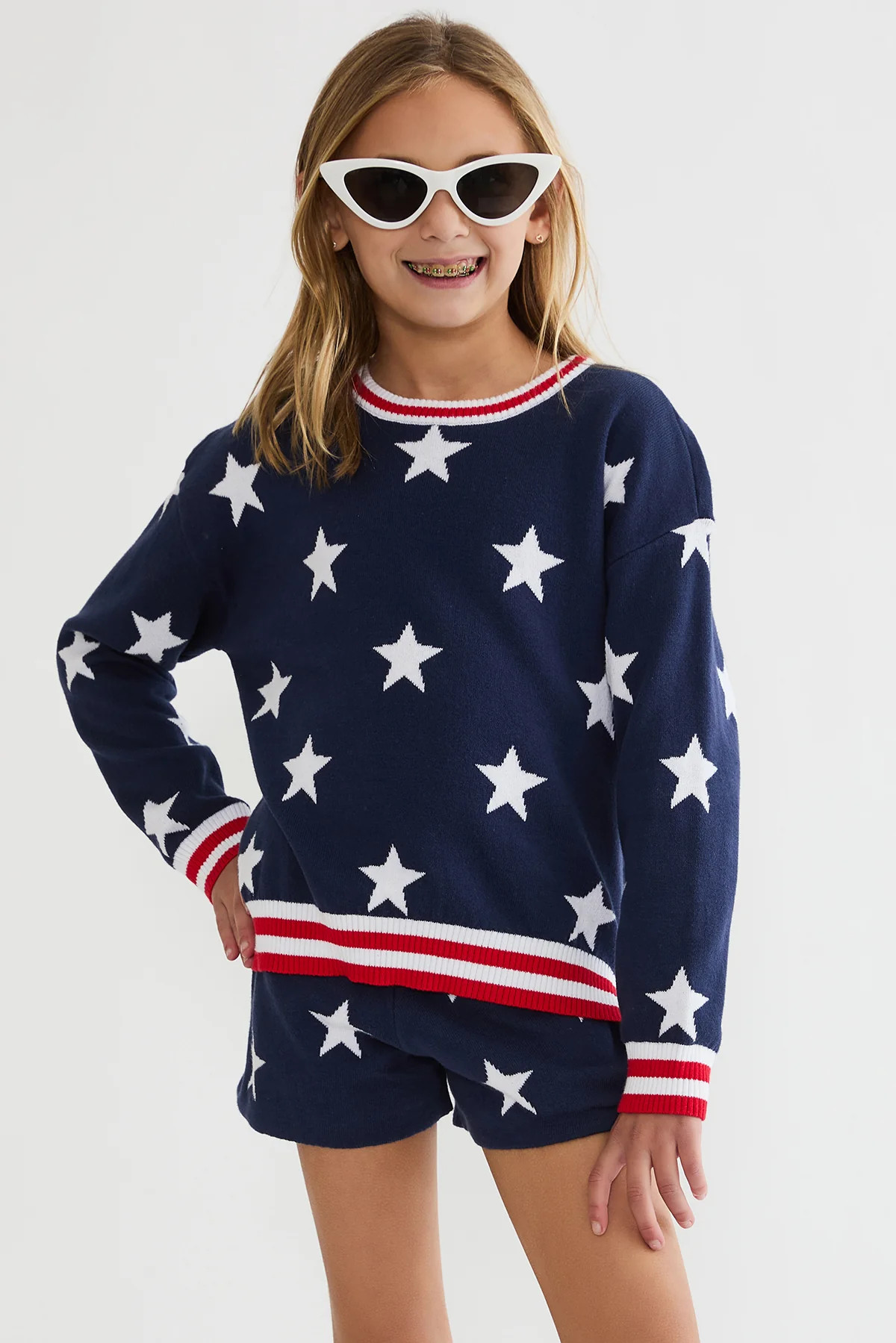 Little Callie Sweater Twilight Stars | Girls Patriotic Sweater | Beach Riot | Beach Riot
