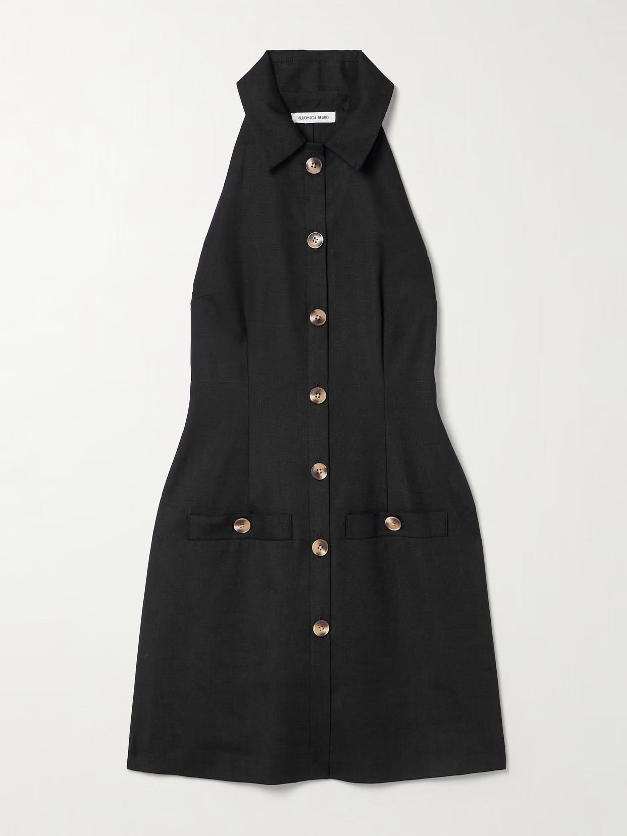 Veronica Beard - Roxanne Linen-blend Mini Dress - Black | NET-A-PORTER (US)