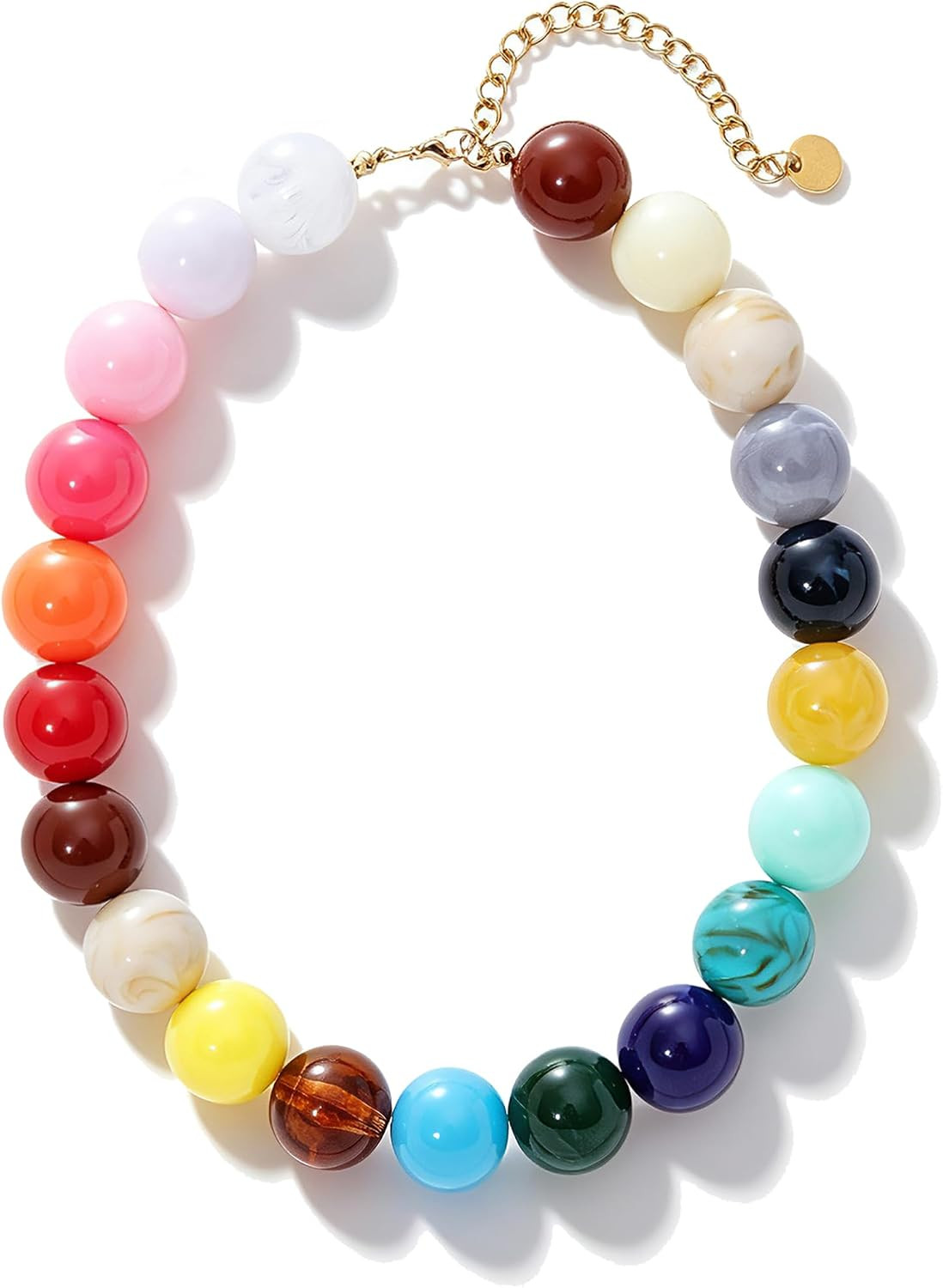 Chunky Beaded Necklaces for Women Colorful Bead Choker Necklace Trendy Adjustable Boho Collar Statement Necklace Handmade Summer Beach Jewelry Gifts | Amazon (US)