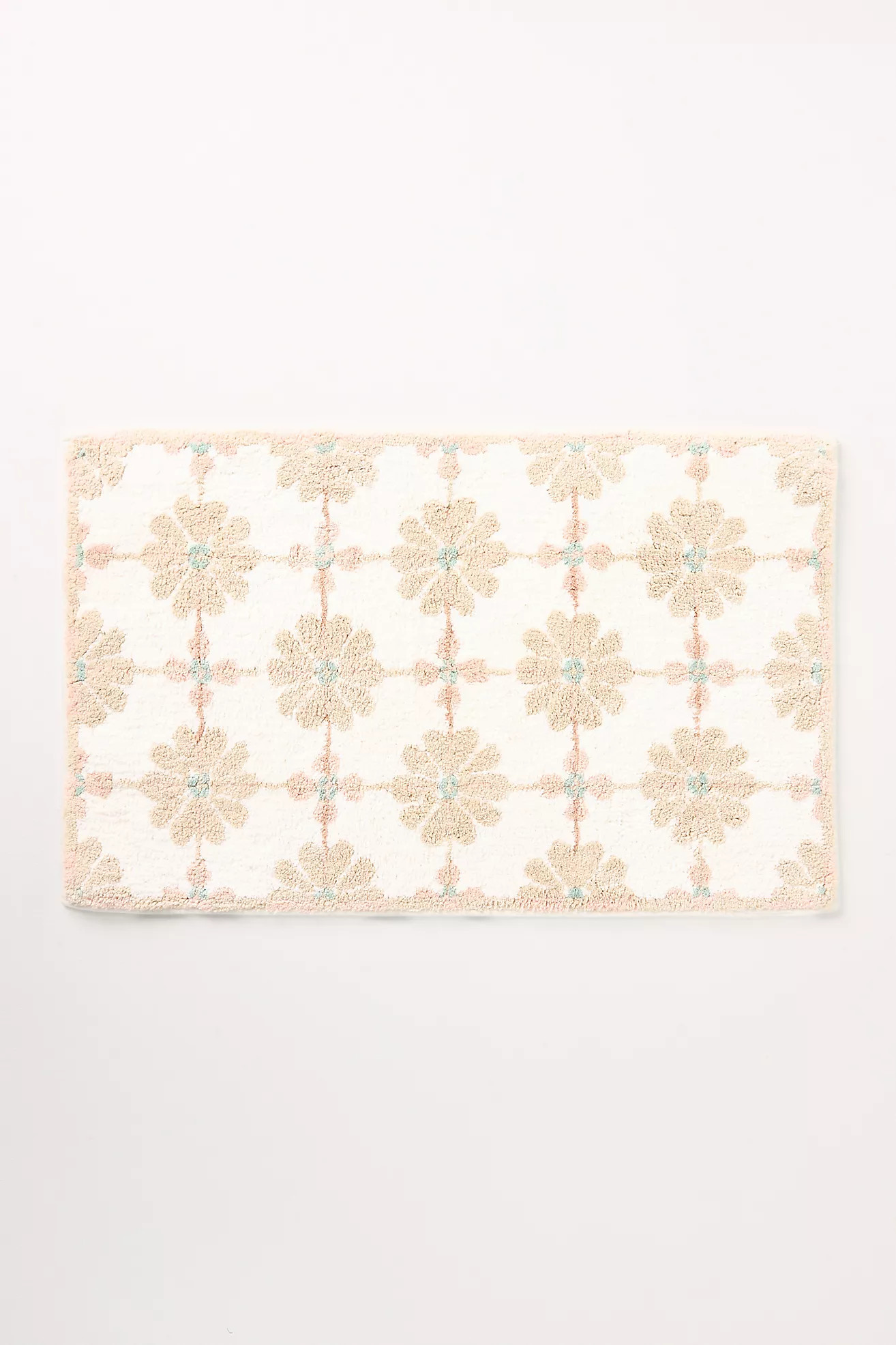 Daisy Tile Tufted Cotton Bath Mat | Anthropologie (US)