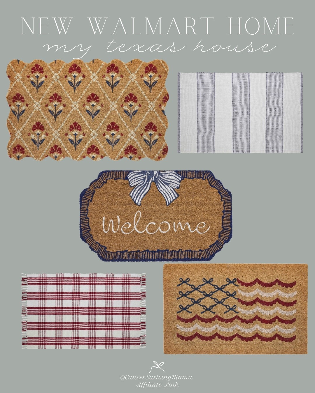Just released Walmart My Texas House rugs are giving all the Americana summer porch vibes 🇺🇸 perfect for summer hosting, front porch styling, and layered doormats that feel festive. These outdoor rugs & doormats are HUGE and selling out quick! 

walmart home decor | my texas house rugs | americana decor | patriotic home decor | memorial day decor | summer porch decor | red white and blue decor | outdoor rugs walmart | front porch styling | layered doormats | entryway decor | coastal americana style | affordable rugs | porch refresh ideas | summer home decor | budget home finds

#LTKSeasonal #LTKHome #LTKdayinmylife