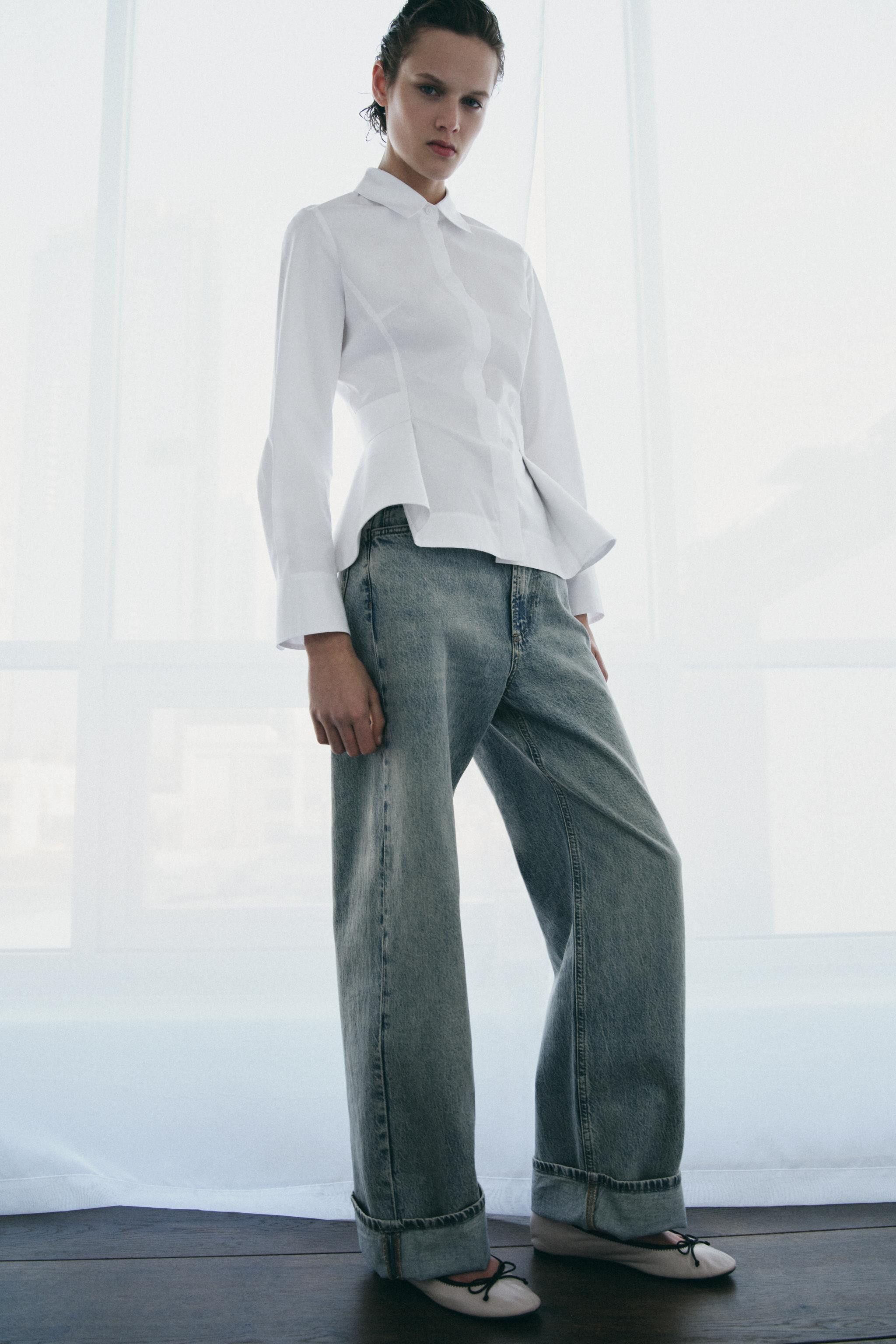 ZW COLLECTION PEPLUM POPLIN SHIRT | Zara US