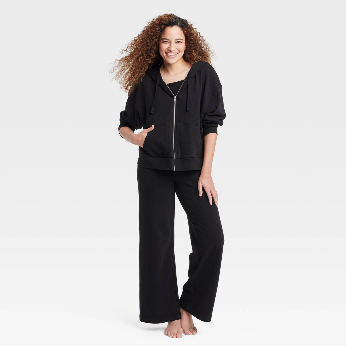 Women's Fleece Zip-Up Hoodie Sweatshirt - Colsie™ Black M | Target