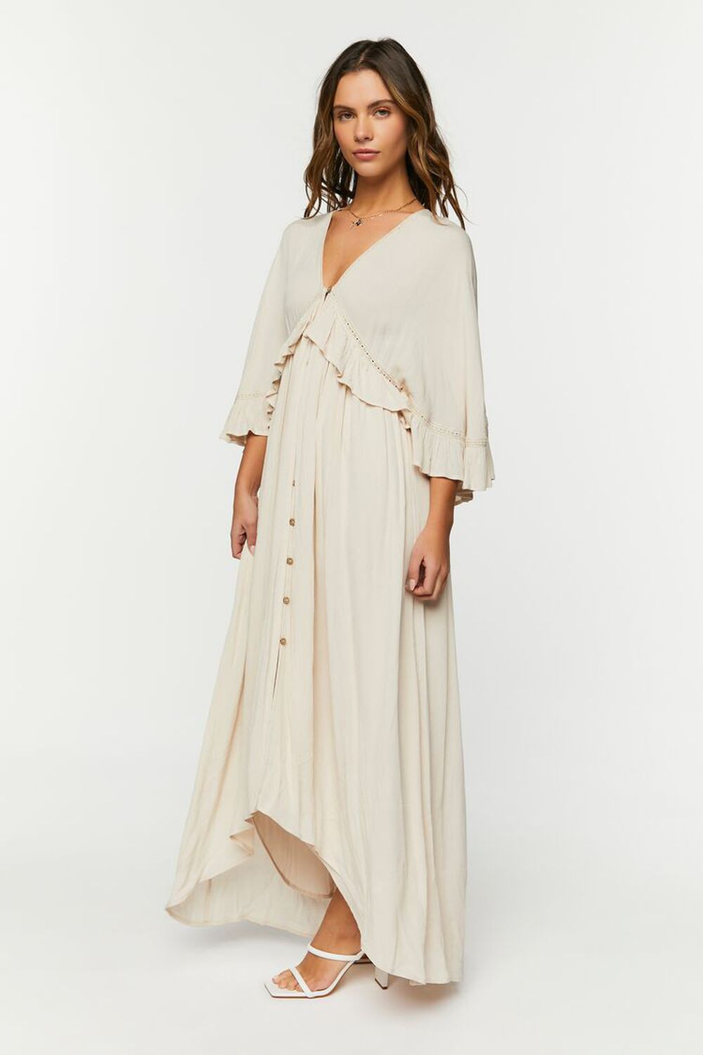Butterfly-Sleeve Flounce Maxi Dress | Forever 21 (US)