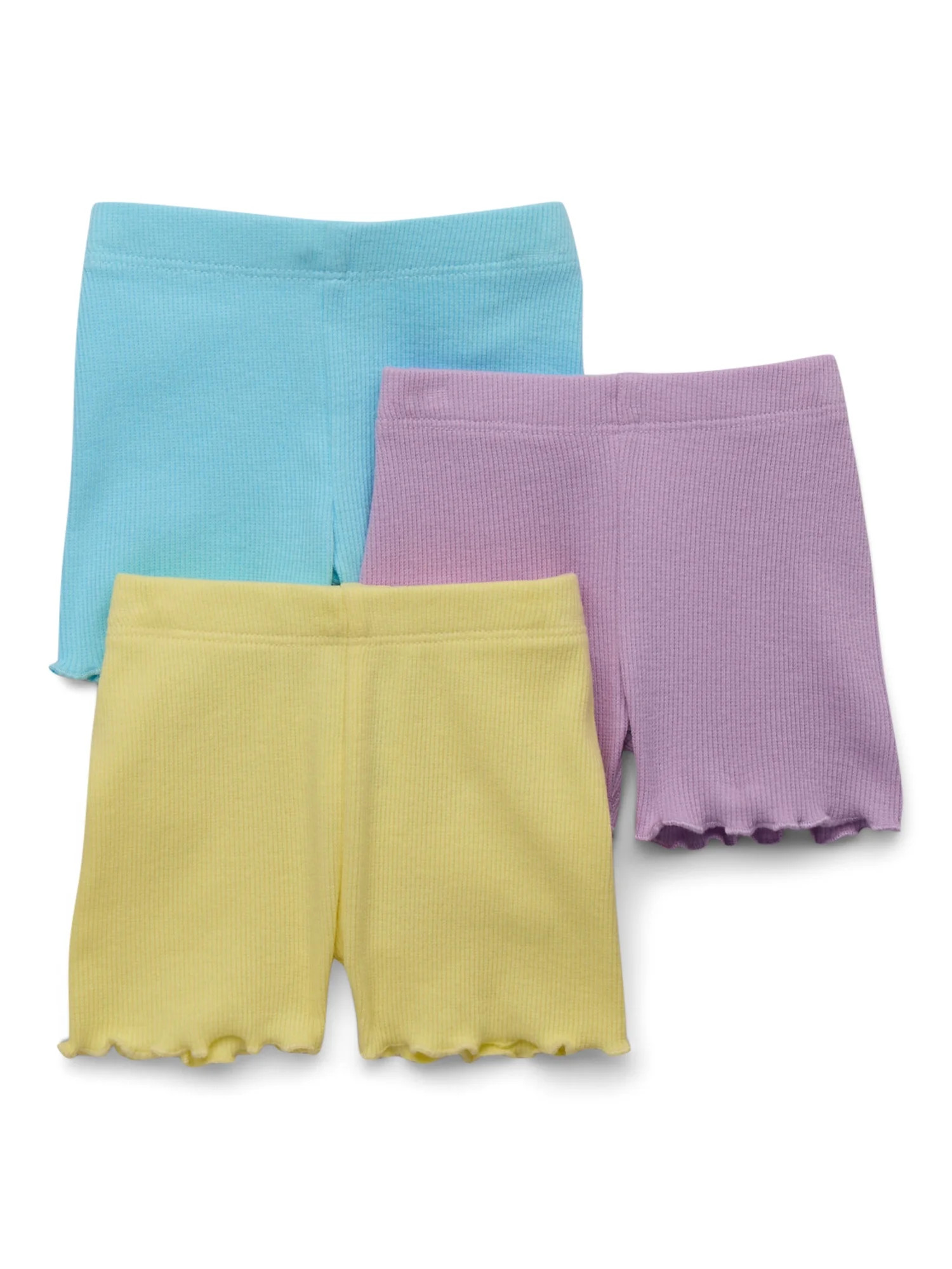 Garanimals Baby Girls Solid Ribbed Ruffle Shorts, 3-Pack, Sizes 0-24M | Walmart (US)