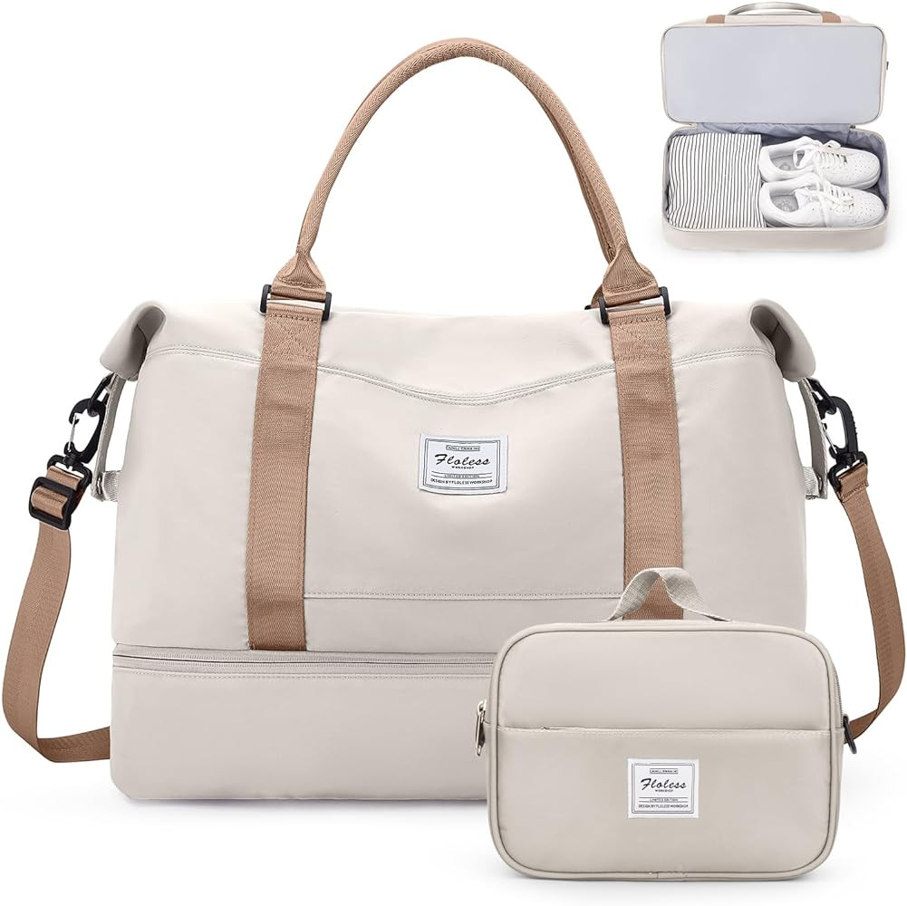 Weekender Bags for Women,Overnight Travel Duffel Bag with Shoes Compartment& Toiletry Bag,Extra L... | Amazon (US)