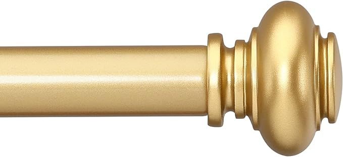 Gold Curtain Rods for Windows 28 to 48 Inches Adjustable Decorative 1 Inch Diameter Single Window... | Amazon (US)