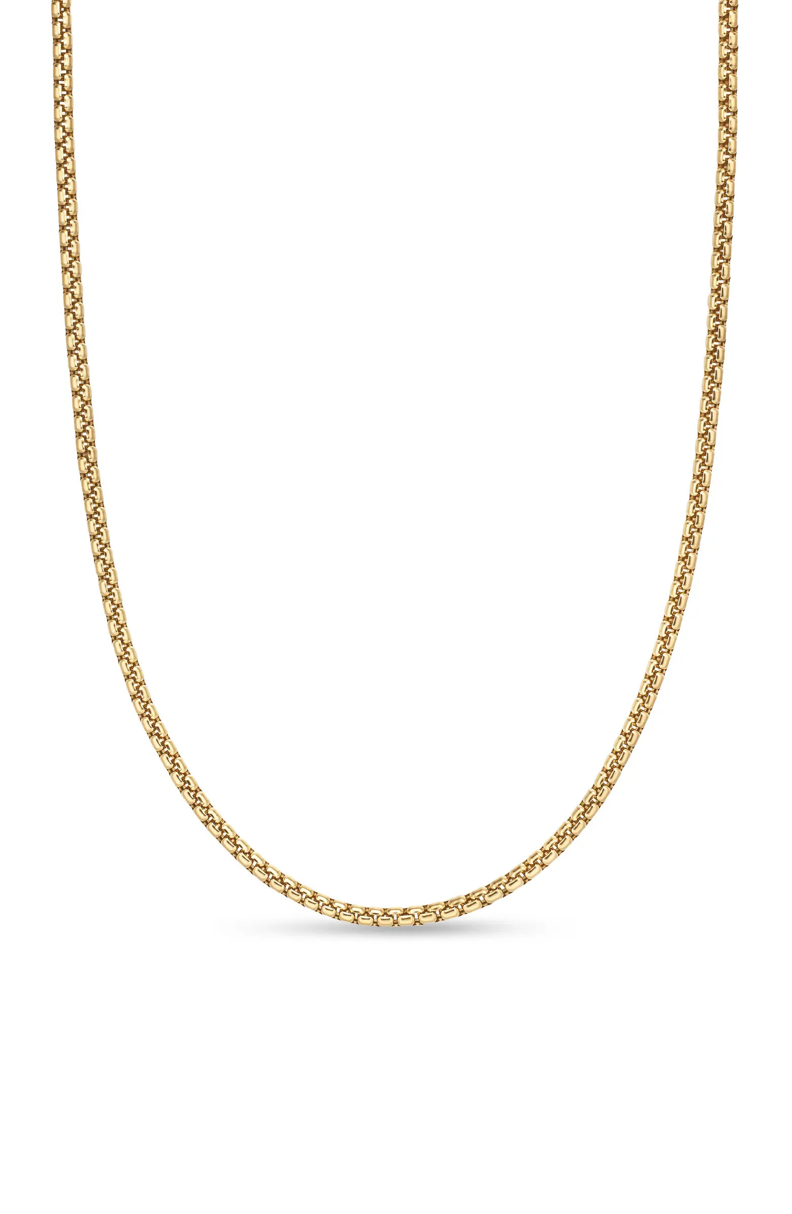 Box Chain Necklace in 18k Yellow Gold, 2.7mm | Nordstrom