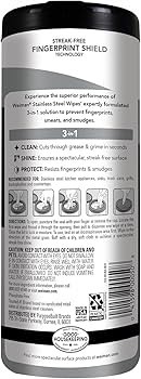 Weiman Stainless Steel Cleaner, 30 Count Wipes, Anti-Fingerprint, Removes Grease, Water Spots, St... | Amazon (US)