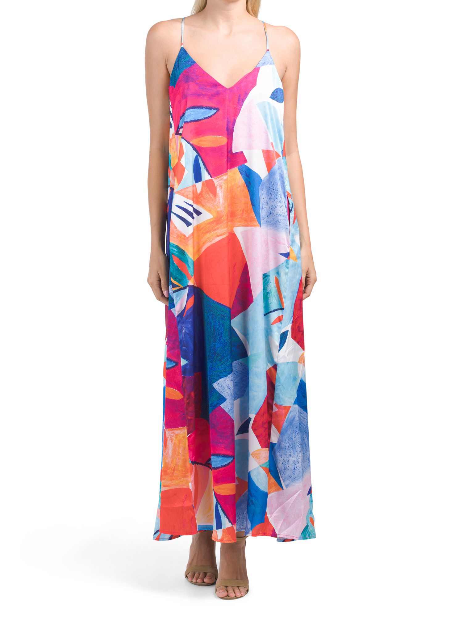 Abstract Print Matte Charmuse Maxi Dress | TJ Maxx