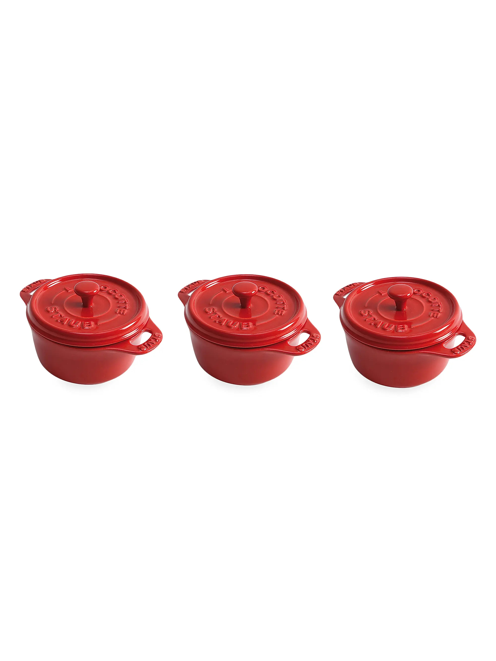 Staub Ceramic 3 Piece Mini Round Cocotte Set | Saks Fifth Avenue | Saks Fifth Avenue