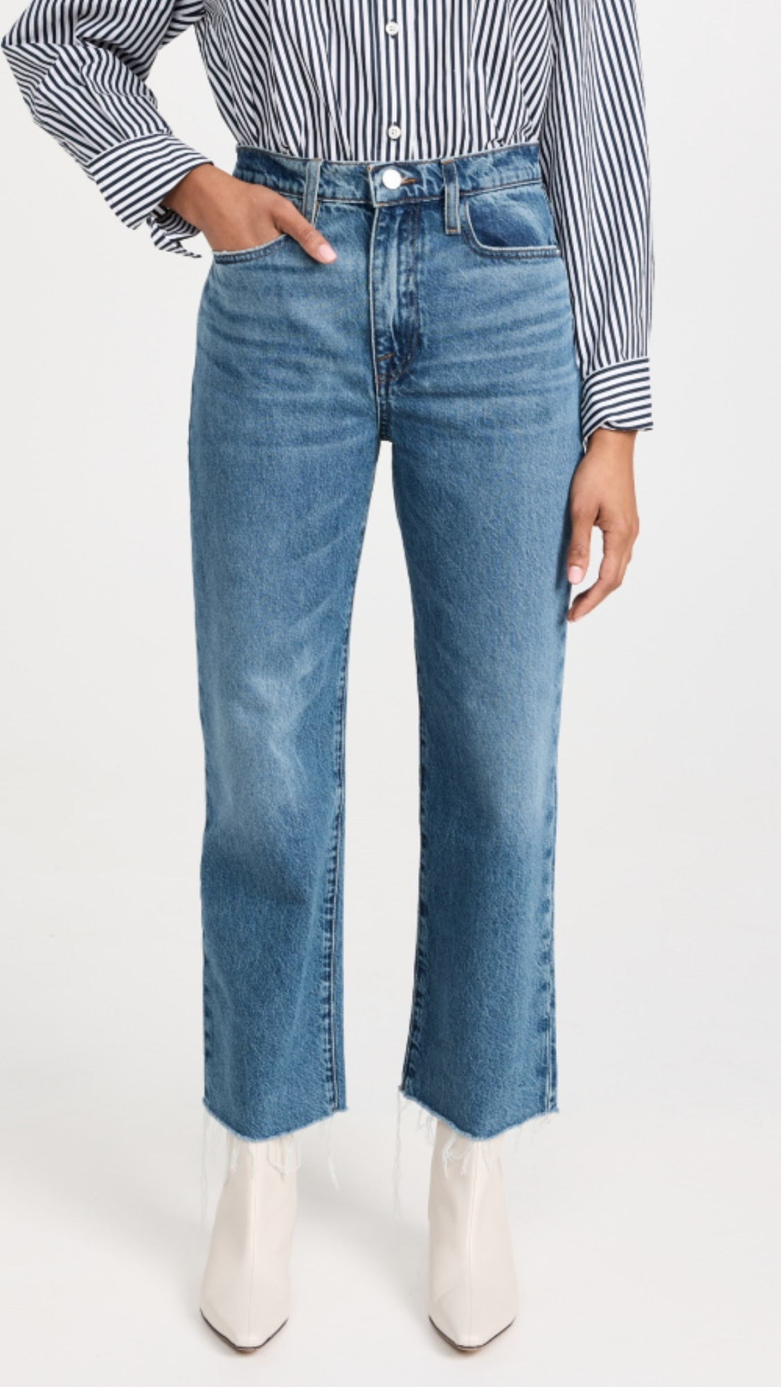 FRAME Le Jane Crop Raw Fray Jeans | Shopbop | Shopbop