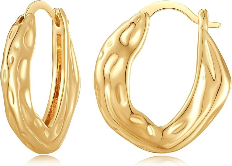 Gold Earrings for Women Girls,14K Gold Plated Lightweight Gold Hoop Earrings Hypoallergenic Earri... | Amazon (US)