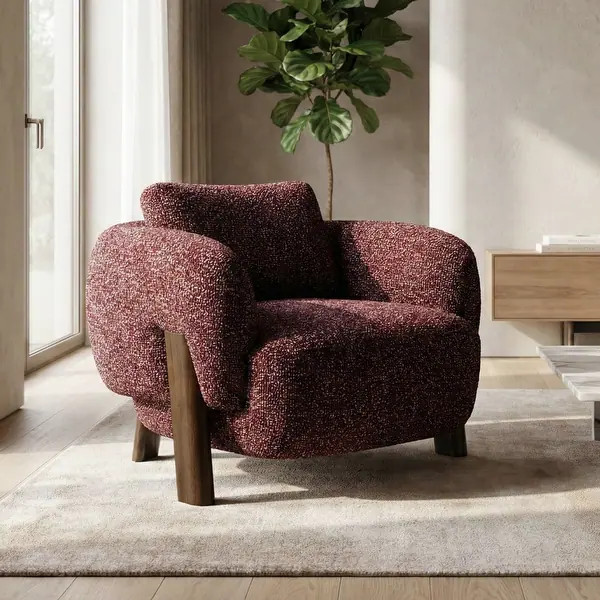Furniture of America Premier Modern 39-inch Burgundy Tweed Premium Upholstered Accent Chair - Bed... | Bed Bath & Beyond