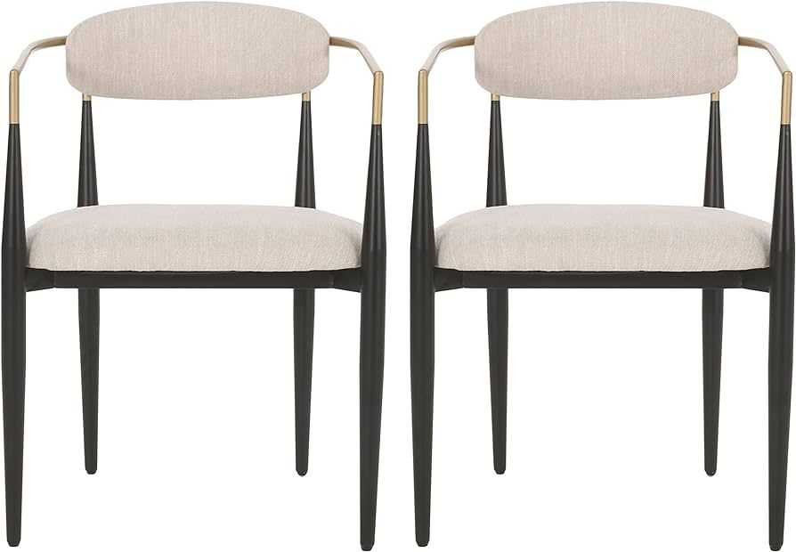 Christopher Knight Home Elmore Dining Chair, 22.75 "W x 21.75 "D x 31.5 "H, Beige + Black + Gold | Amazon (US)
