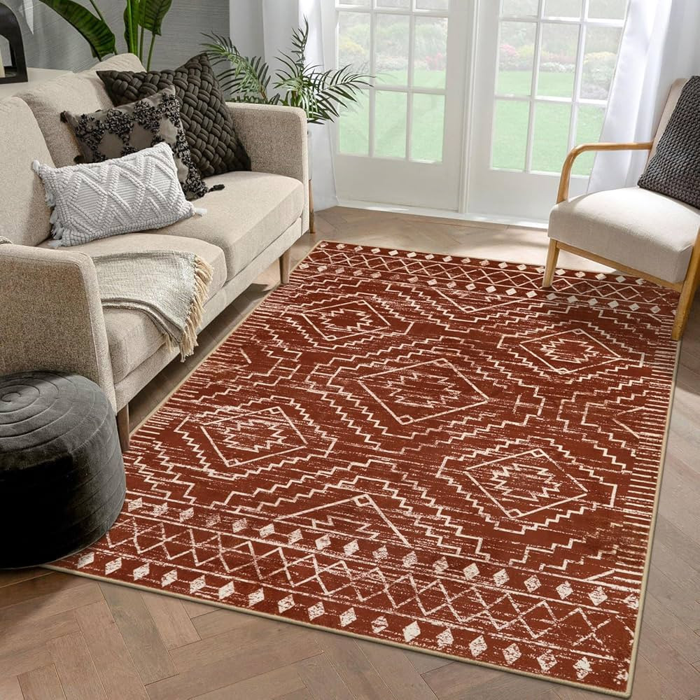 Wonnitar Moroccan 5x7 Area Rugs,Large Soft Rug for Dining Room,Washable Bohemian Tribal Living Ro... | Amazon (US)