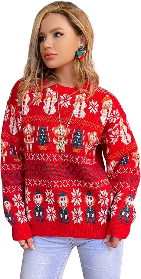 Fashionme Women Ugly Christmas Sweater Pullover Holiday Soft Lightweight Warm Crewneck Chunky Swe... | Amazon (US)