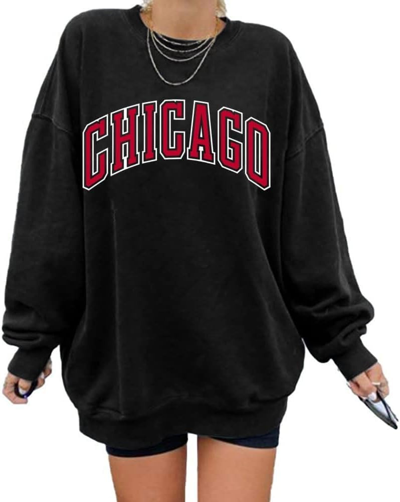 Langwyqu Women's Oversized Sweatshirt Los Angeles California Crewneck Long Sleeve Casual Loose Pu... | Amazon (US)