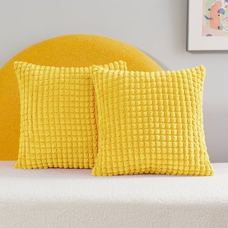 Deconovo Square Throw Pillow Covers Lemon Yellow Cushion Covers for Couch Decorative Solid Soft Pill | Walmart (US)
