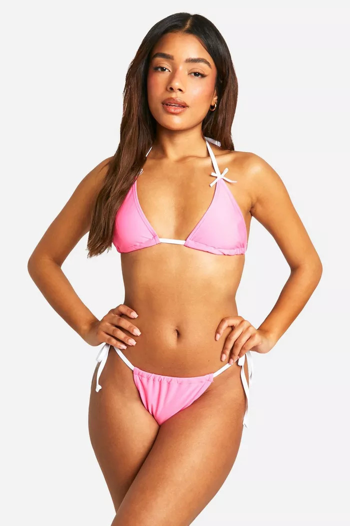 Ribbon Bow Triangle Bikini Set | Boohoo.com (UK & IE)