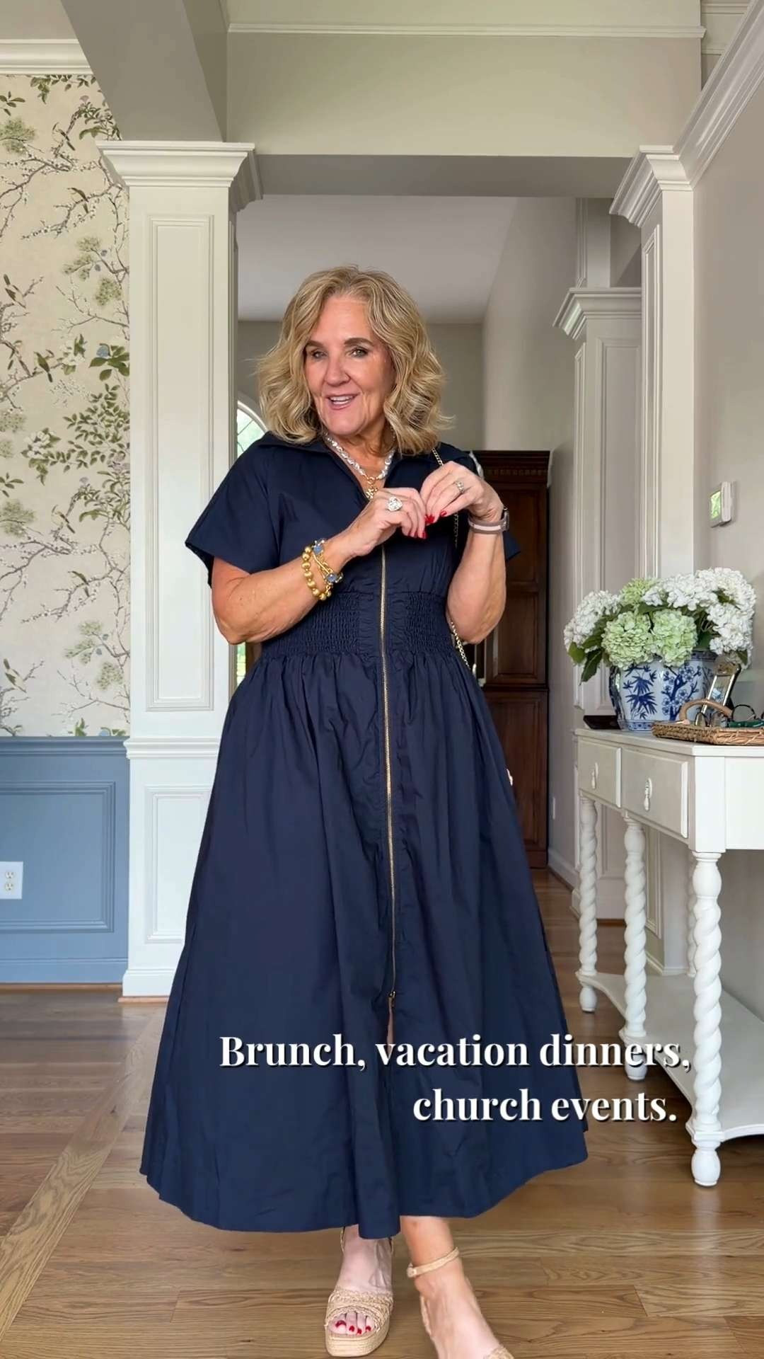 Tap the bell 🔔, heart ❤️ this post, and save for later!

Looking for a dress that feels comfortable but still looks polished?

✔️ Lightweight fabric keeps it easy to wear all day
✔️ Smocked waist adds shape without feeling tight
✔️ Zip-front design makes it easy to slip on and go

I'm wearing my regular size medium. It has extra room through the body, so if you're between sizes, you could consider sizing down.

This is the kind of dress that works for brunch, church, vacation dinners, or casual events when you want to look put together without overthinking it.

If you've been wanting an easy one-and-done outfit, this is worth a look. 

 #LTKootd #LTKSeasonal #LTKOver40