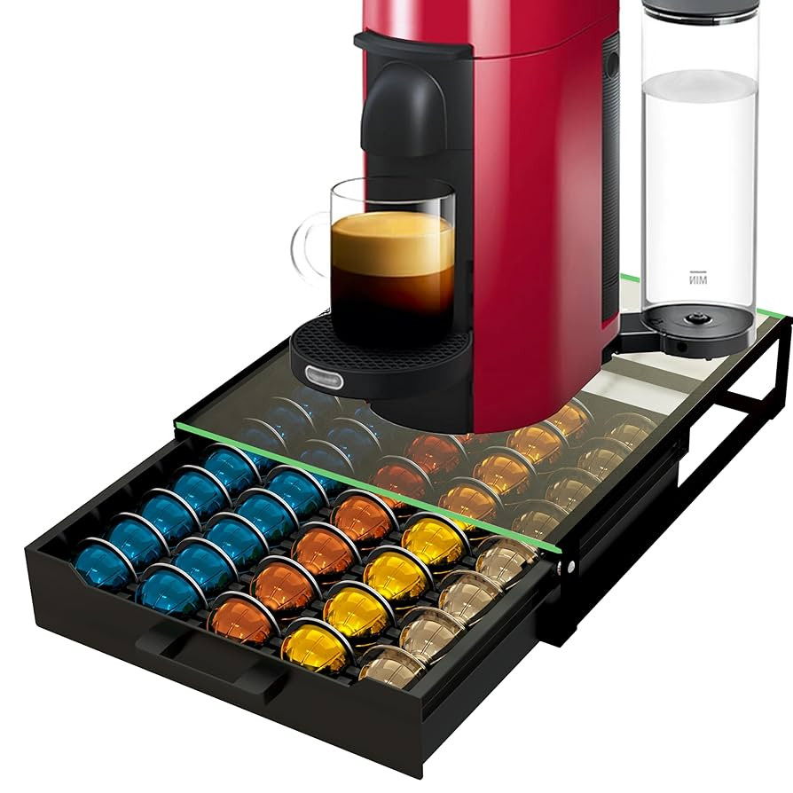 Coffee Pod Holder Drawer Organizer with Crystal Clear Tempered Glass Topboard, Compatible for 75 ... | Amazon (US)