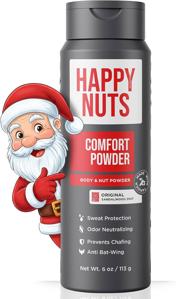 HAPPY NUTS Comfort Powder Deodorant For Men: Anti-Chafing Sweat Defense, Odor Control, Aluminum-F... | Amazon (US)