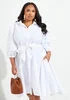 Pleated Cotton-Blend Shirtdress | Ashley Stewart