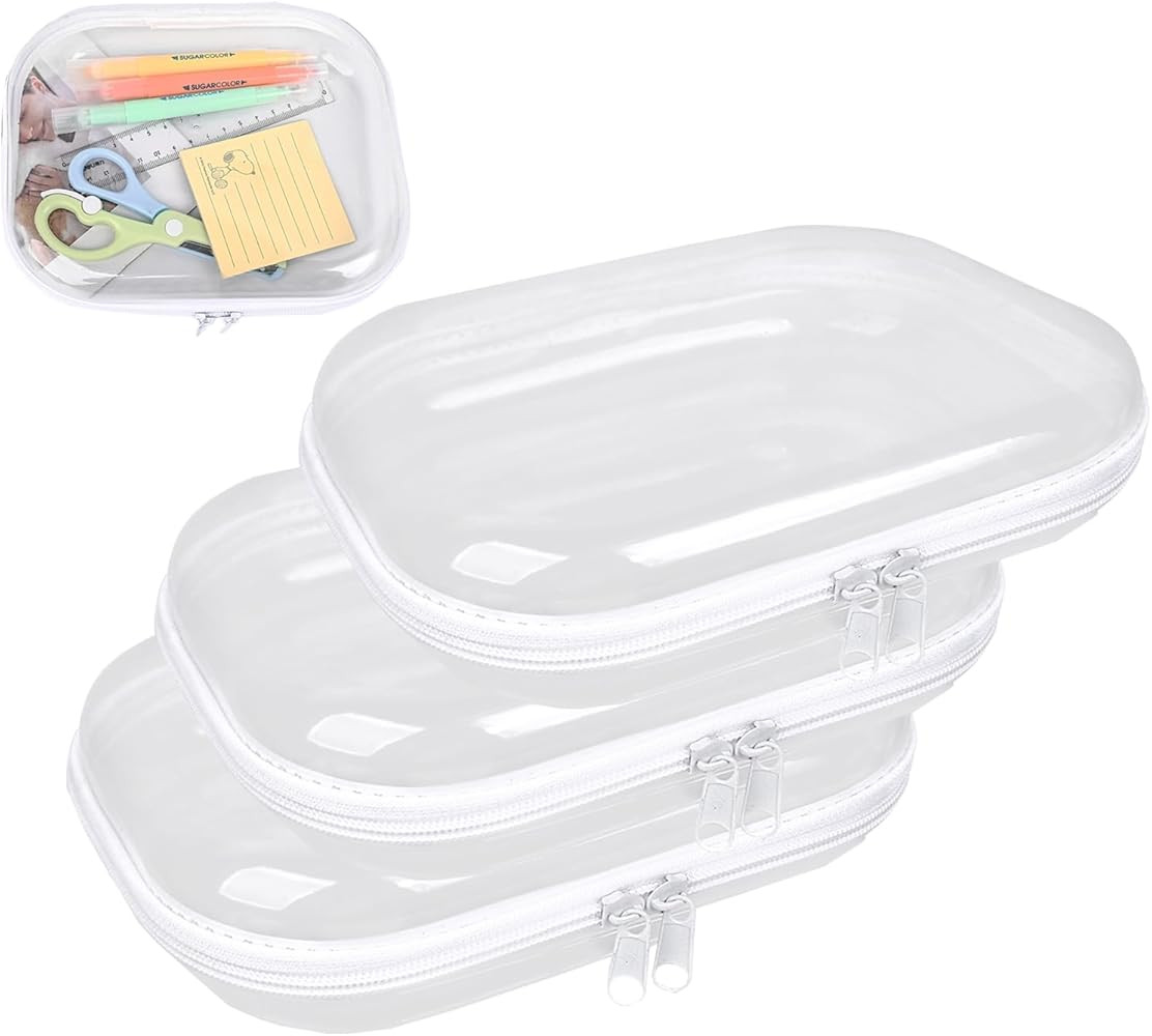 Hard Clear Zipper Case,3PCS Transparent Hard Shell Zipper Pouch,Portable Item Storage Travel Orga... | Amazon (US)