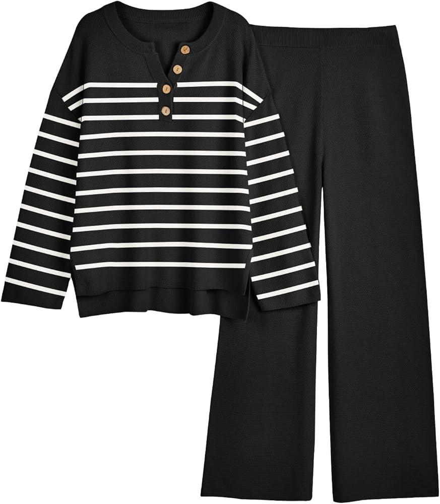 LILLUSORY Women's 2 Piece Lounge Sets Oversized Slouchy Matching Cozy Knit Sets | Amazon (US)