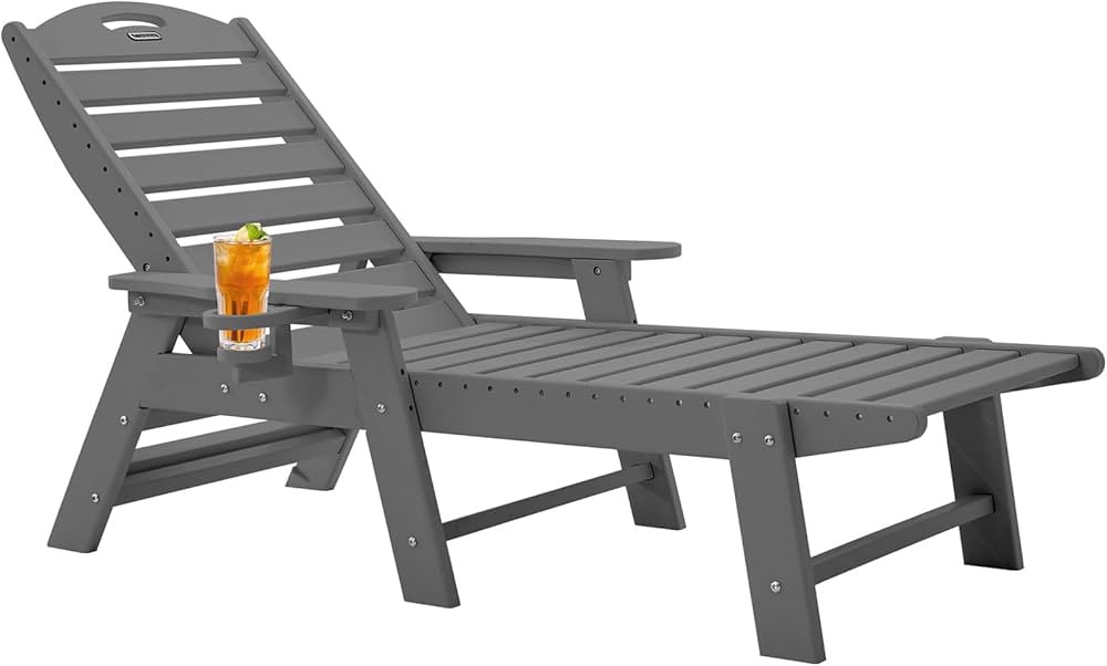 Chaise Lounge Chairs for Outside, HDPE, Outdoor Lounge Chair with 6 Positions Adjustable Backrest... | Amazon (US)