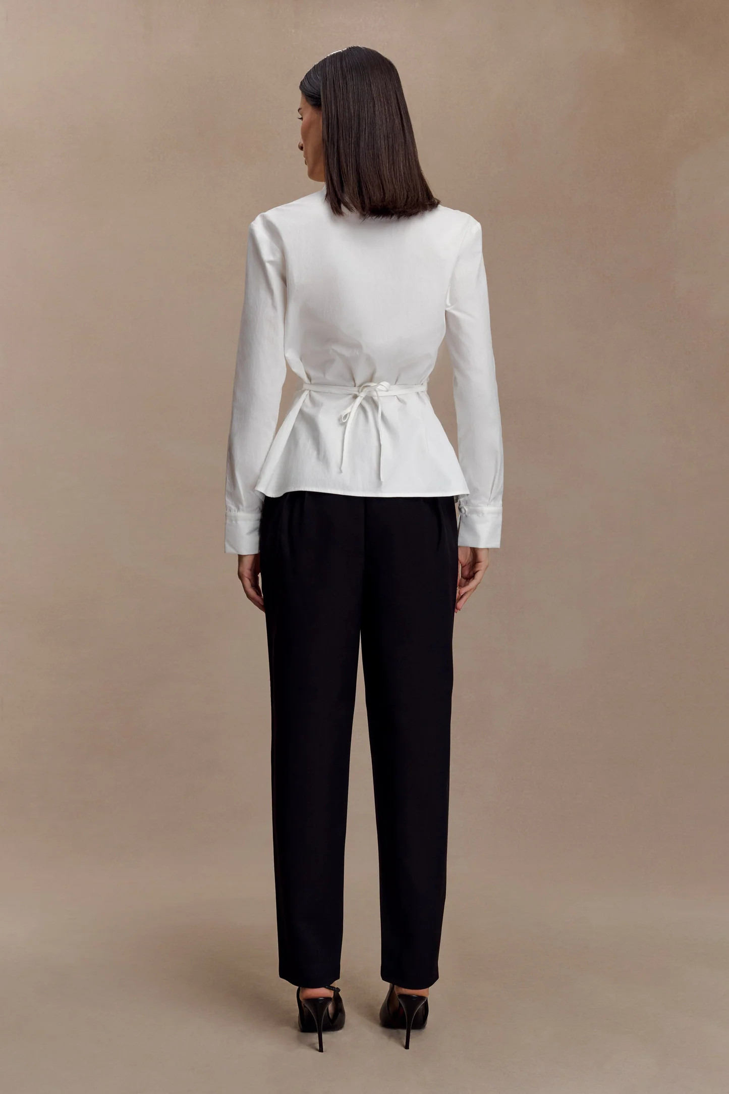 Tie Back Cotton Shirt - White | MESHKI US