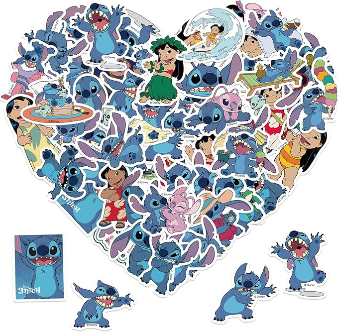50pcs Hot Cartoon Stitch Anime Stickers Laptop Bedroom Wardrobe Car Skateboard Motorcycle Bicycle... | Amazon (US)