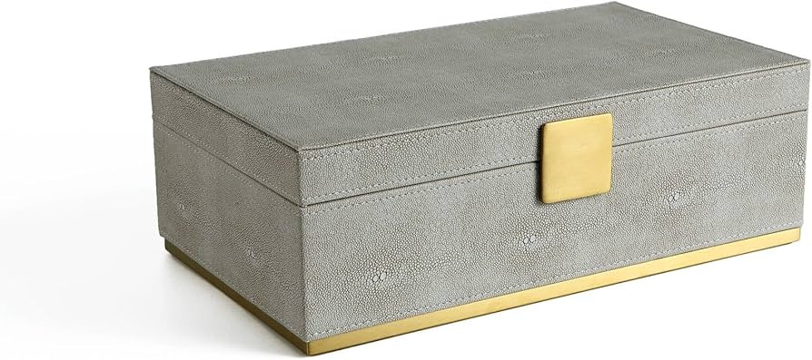 WV Ivory Shagreen Large Decorative Box, Faux Leather Rectangular Storage Box for Shelf, Closet St... | Amazon (US)