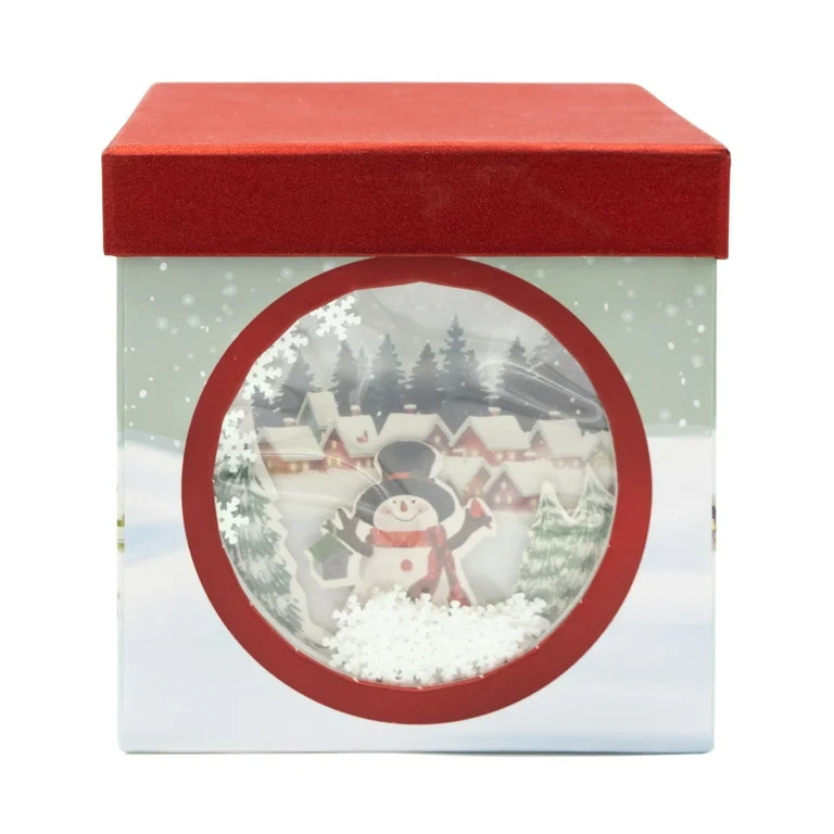 Christmas Snowman and Snowflake Sequin Shaker Gift Box, Red and Silver, 6" x 6" x 6", by Holiday ... | Walmart (US)