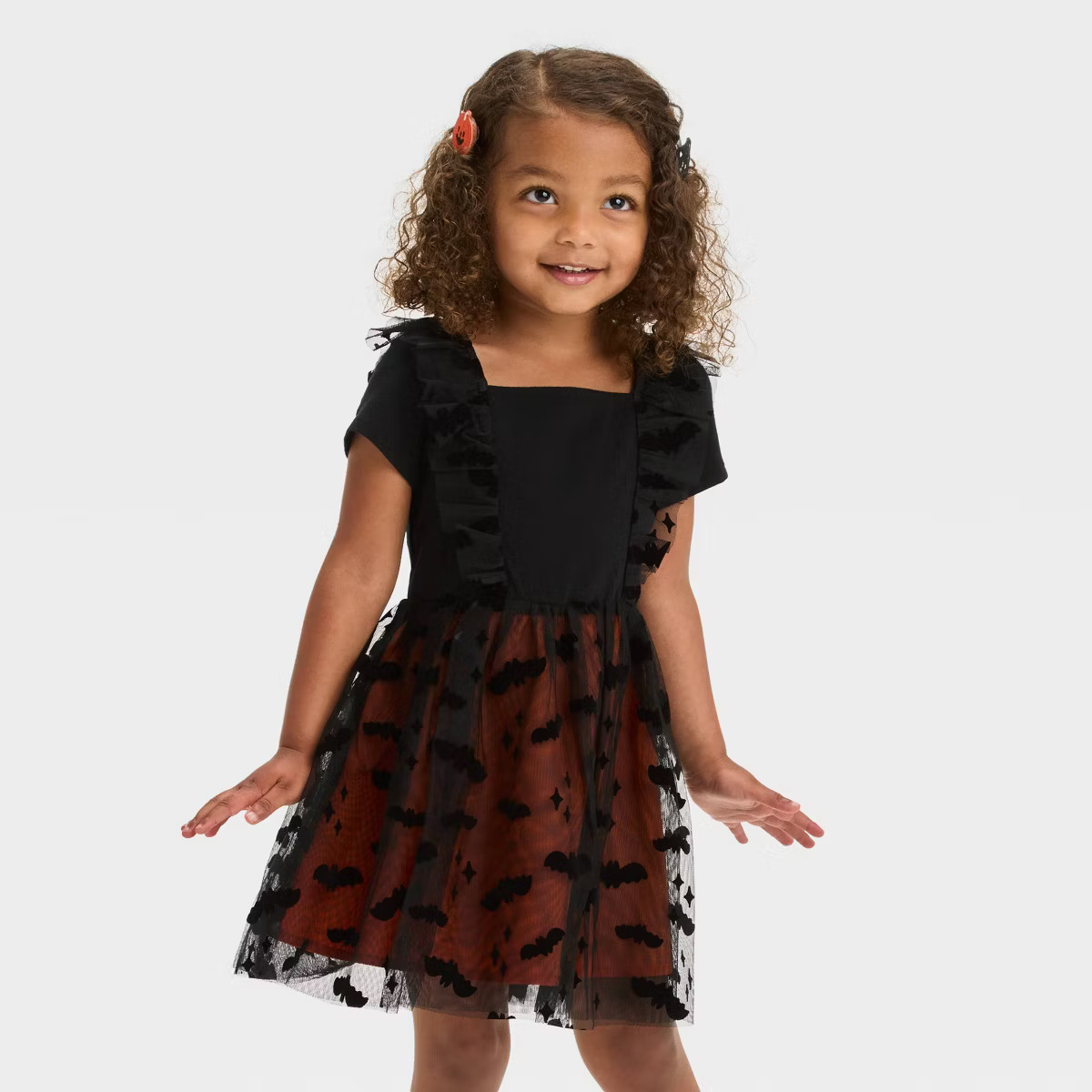 Toddler Girls' Halloween Bat Short Sleeve Tulle Dress - Cat & Jack™ Black | Target