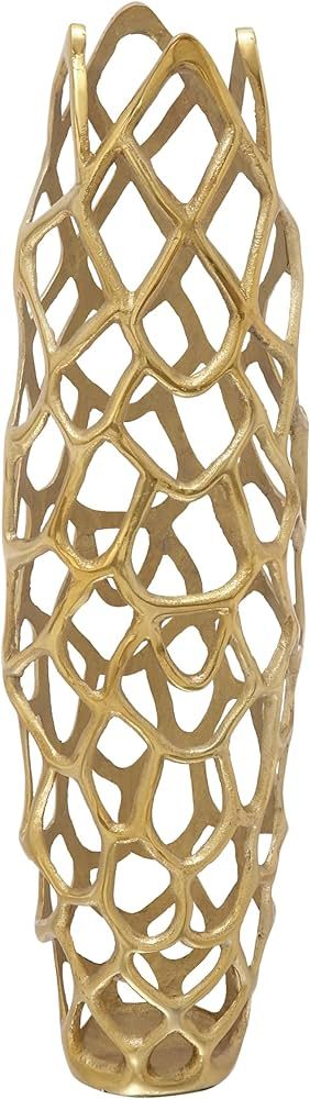 Deco 79 Contemporary Aluminum Vase Aluminium Decorative Gld 9" H-37662, 9"L x 9"W x 31"H, Gold | Amazon (US)