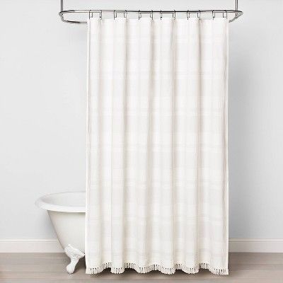 Textured Stripe Shower Curtain White - Hearth &#38; Hand&#8482; with Magnolia | Target