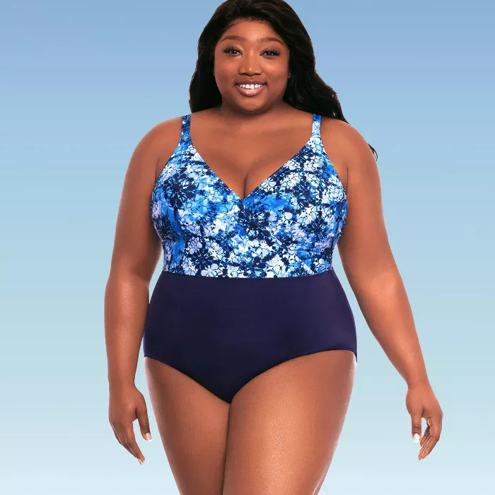 Women's Slimming Control Wrap One Piece Swimsuit - Dreamsuit by Miracle Brands Navy Blue | Target