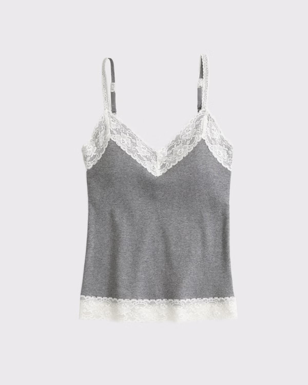 Lace-Trim Rib Cami | Abercrombie & Fitch (US)