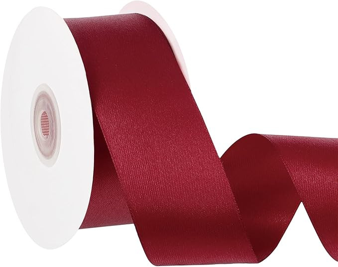 2 inch 30 Yards Double Faced Wine Red Ribbon, Satin Ribbon for Gift Wrapping Crafts Flower Bouque... | Amazon (US)