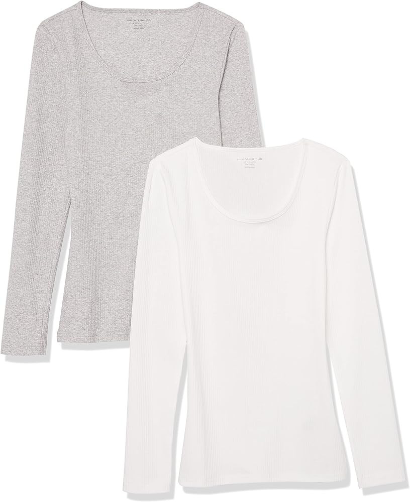 Amazon Essentials Women's Slim-Fit Scoop Neck Rib Sweater (Available in Plus Size), Pack of 2 | Amazon (US)