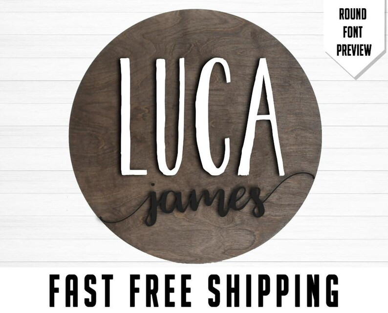 Round wood nursery name sign 24", name sign for nursery girl, boy, above crib sign  baby shower g... | Etsy (US)