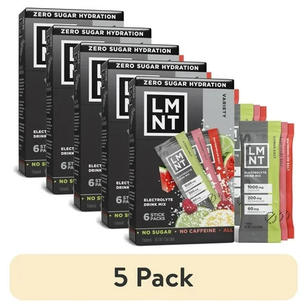 (5 pack) LMNT Zero Sugar Electrolyte Drink Mix - Variety Pack - 6ct | Walmart (US)