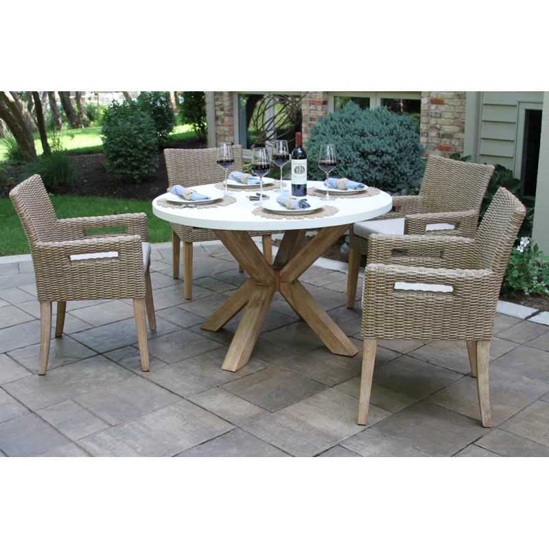 Fleur 4 - Person Round Outdoor Dining Set with Cushions | Wayfair North America