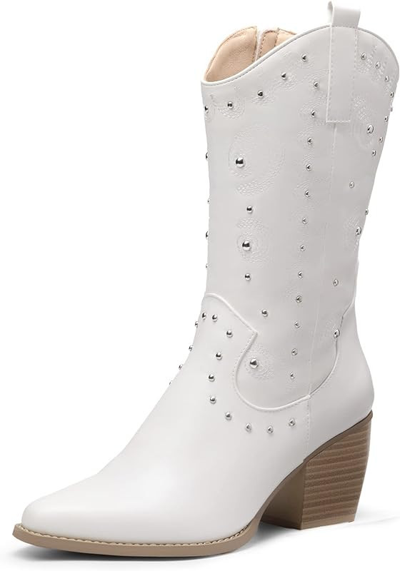 DREAM PAIRS Women's Western Cowboy boots Mid Calf Cowgirl boot Pull-on | Amazon (US)
