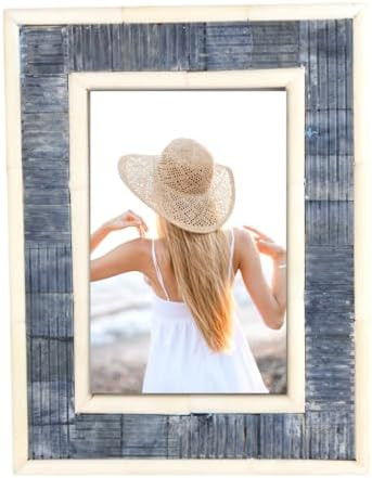 Cruiser's Caché Photo Frame, Natural Bone Inlay 4x6 Blue and White | Amazon (US)